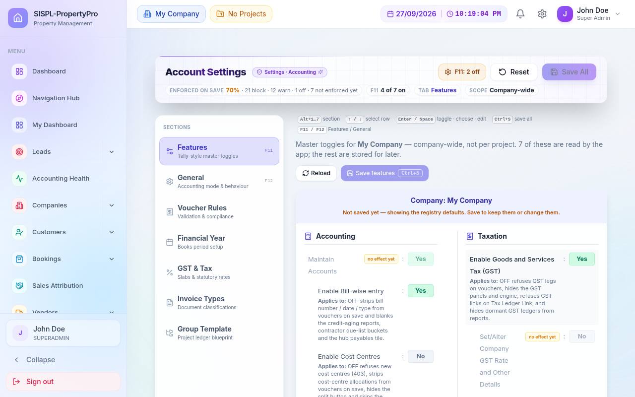 Company features toggles