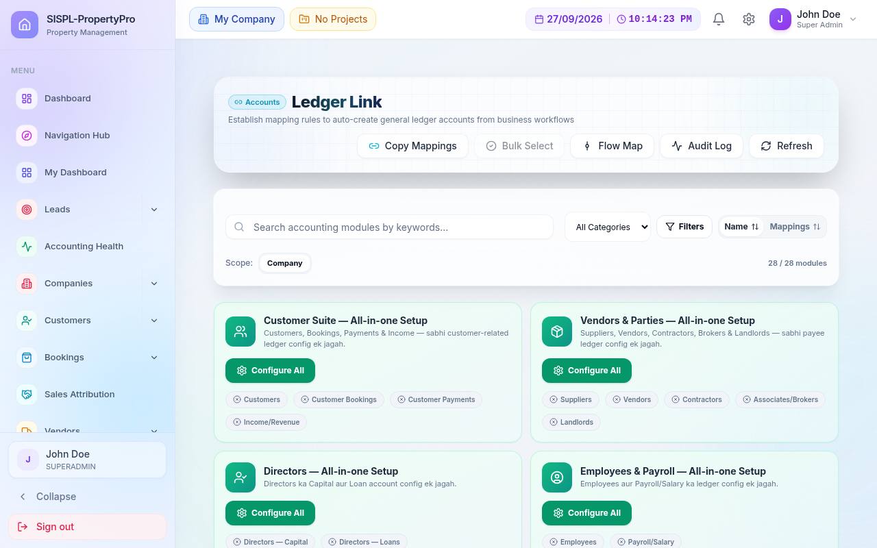 Ledger link setup for parties