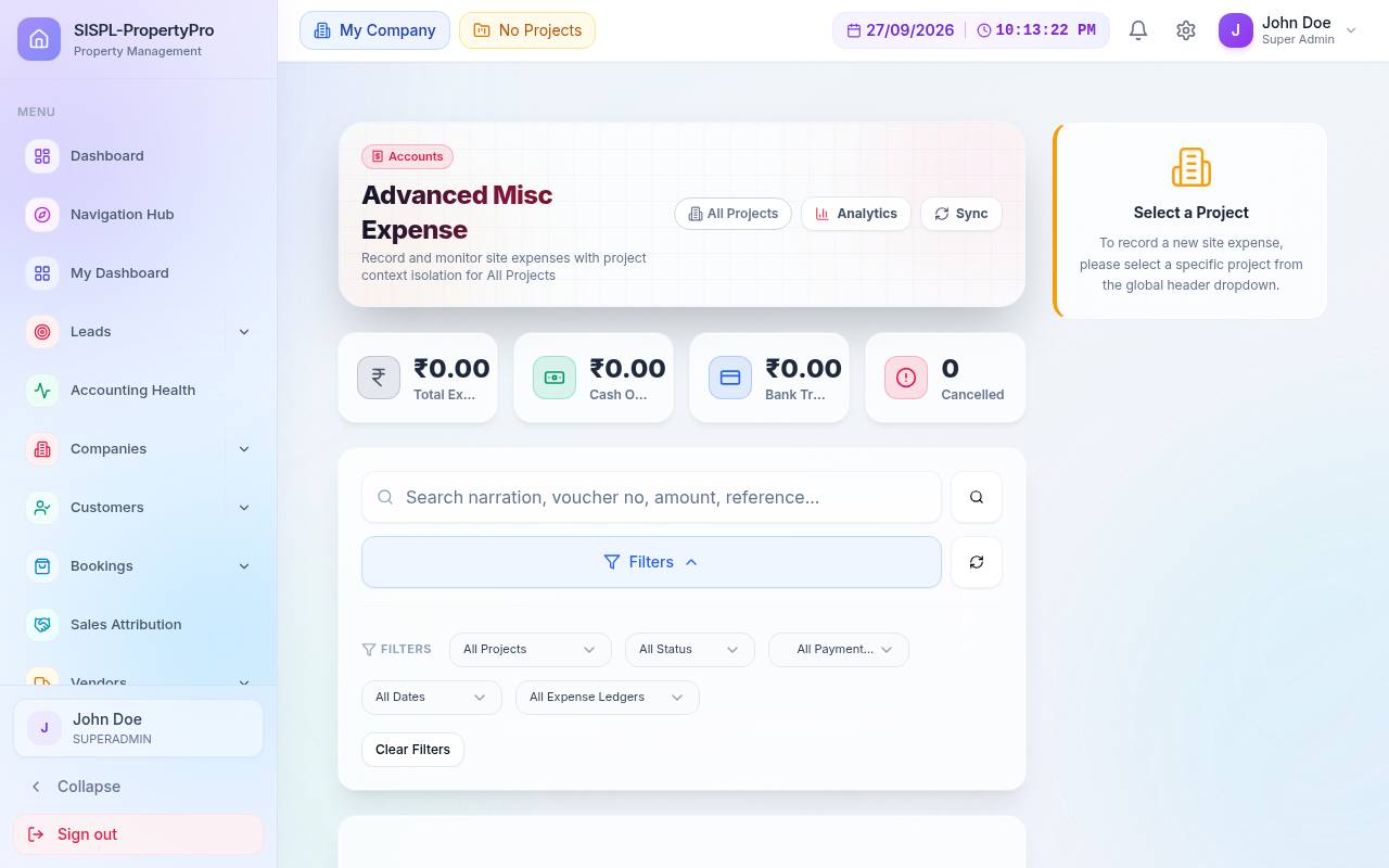 Advanced misc expense screen