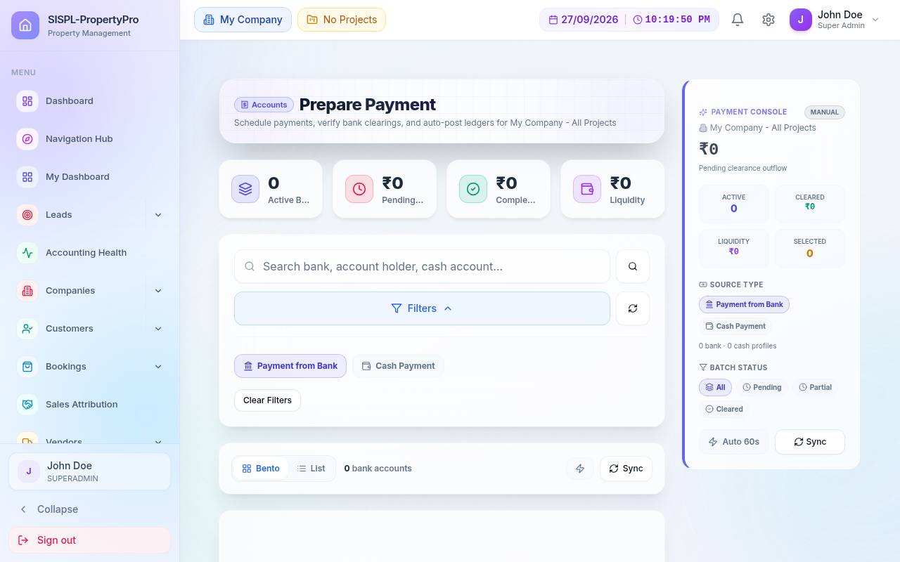 Prepare payment workspace